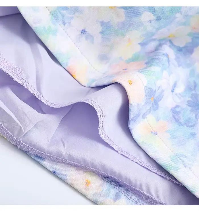 Jupe florale bleue de style français pour femme