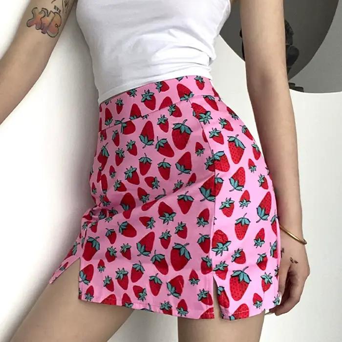 Mini-jupe vintage d'été taille haute pour femmes et filles