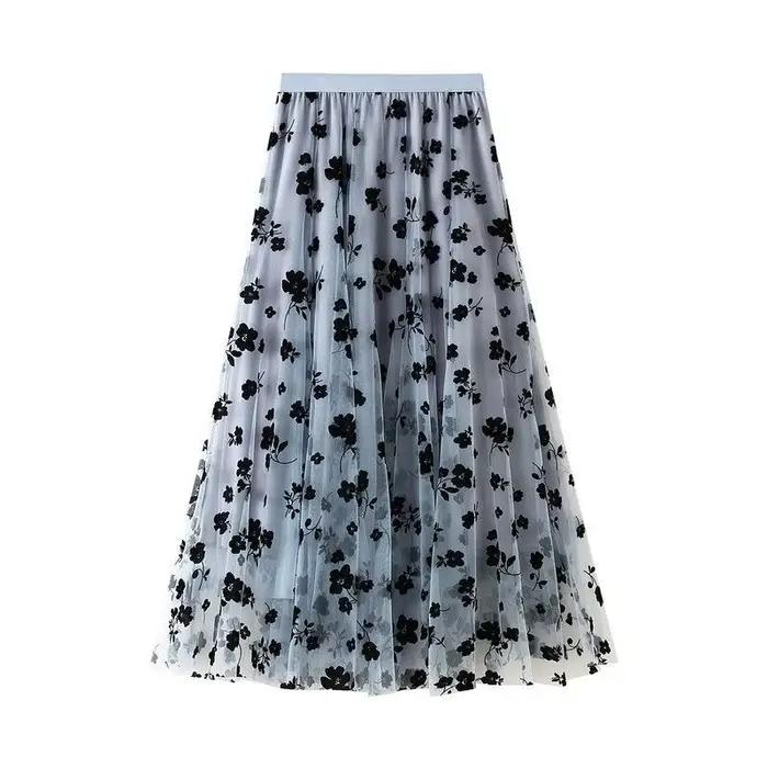 Jupe plissée ZOKI en polyester à motifs floraux pour femmes, jupe mi-longue décontractée pour bureau et soirées, été, nouveau modèle