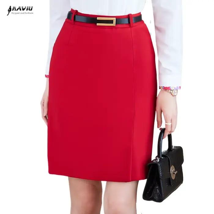 Jupe rouge NAVIU pour femmes élégantes, polyester extensible, taille haute, mini, automne hiver, bureau, événements formels