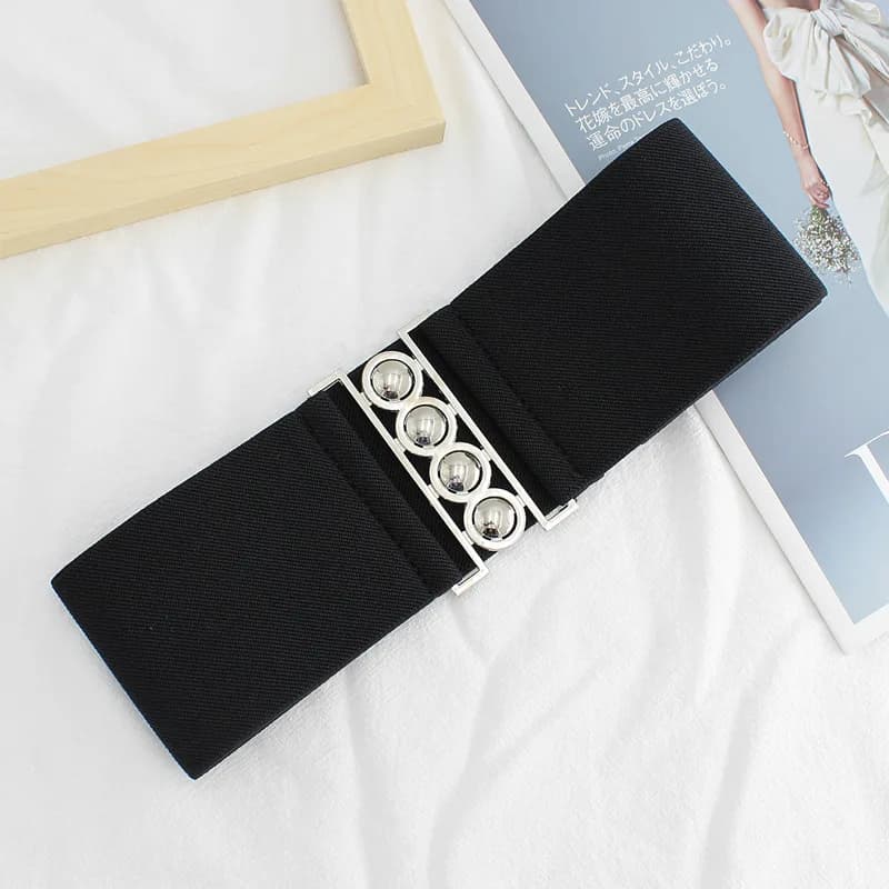 Ceinture large élastique pour femme, ceinture rétro tendance, décoration simple pour les jeunes, env