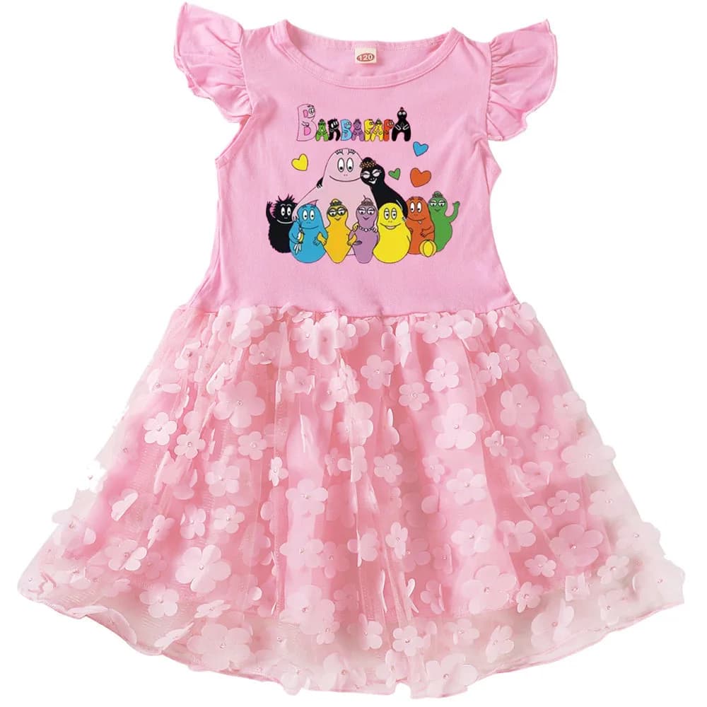 Barbapapa vêtements enfants dessin animé Barbapapa robe imprimée bébé filles été à manches courtes r