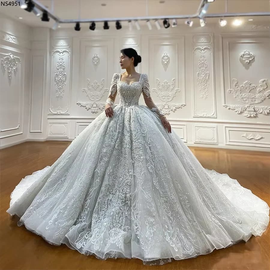 Robe de mariée de luxe en dentelle, style princesse, avec longue traîne, Vestido de Novia amanda nov