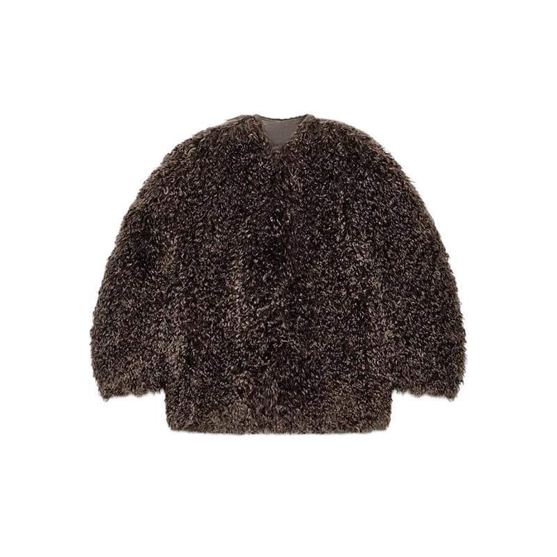 Marron surdimensionné fausse fourrure mode col rond manches longues simple bouton flou texturé veste