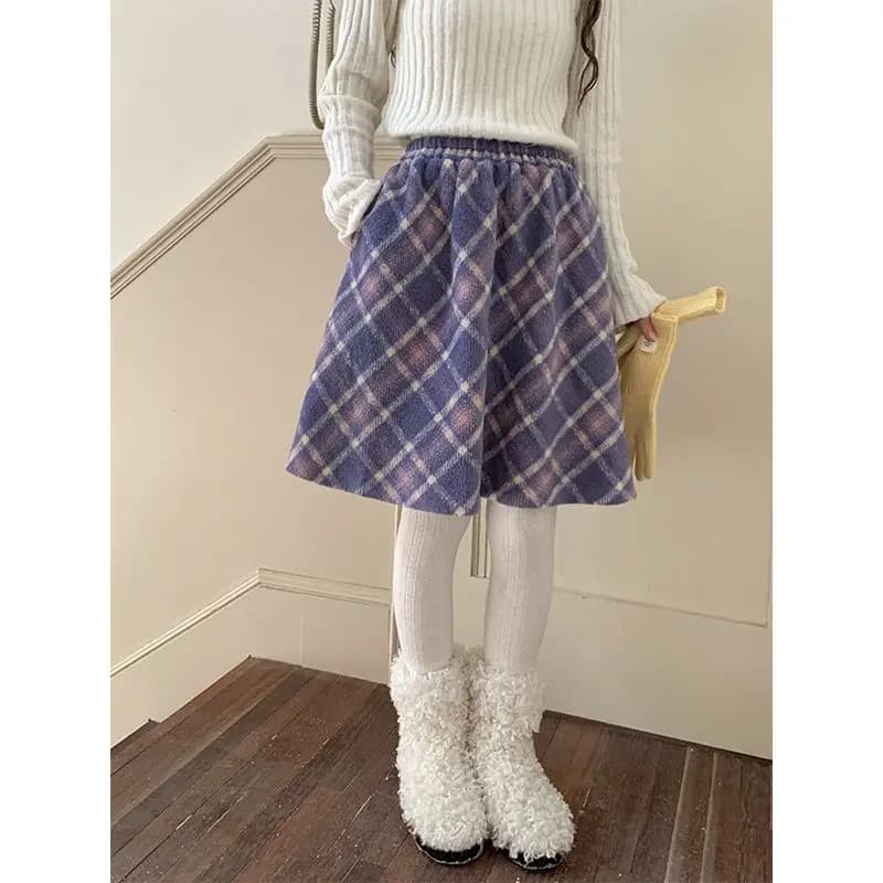 Jupe Courte à Carreaux Violets pour Femme, Chaude, Confortable, Confortable, Élégante, Parfait 03, D