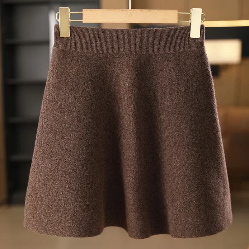 Jupe plissée tricotée pour femme, 100% laine mérinos, élastique, à la mode, version coréenne, automn