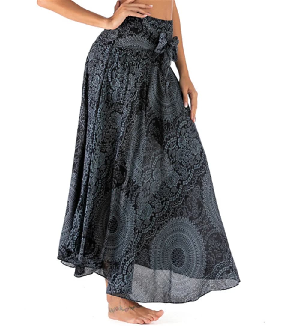 Boho robe et jupe pour femmes Yoga décontracté été Maxi longue courte impression pour plage bohême M