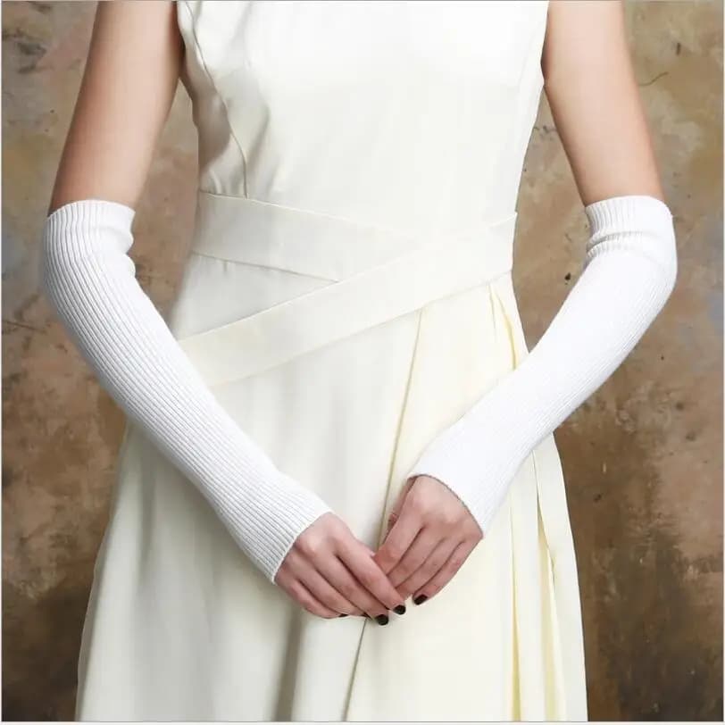 Mitaines longues d'hiver pour femmes, 60cm,50cm,40cm, en laine et cachemire, sans doigts, manches ch