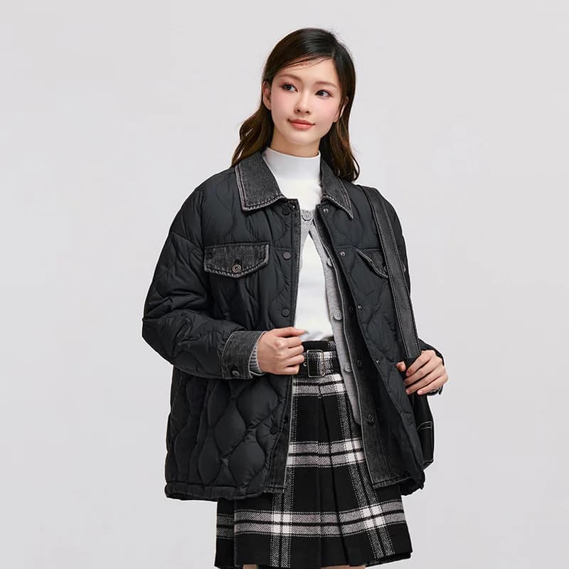 Semir doudoune femme mi-longue ample imperméable 2025 hiver nouveau Patchwork noir manteau