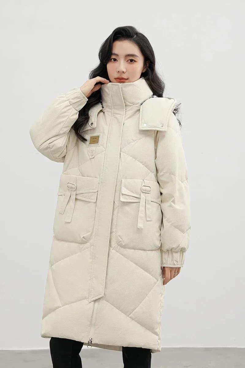 Parkas à capuche monochromes pour femmes avec grandes poches, vestes décontractées, parka longue moy