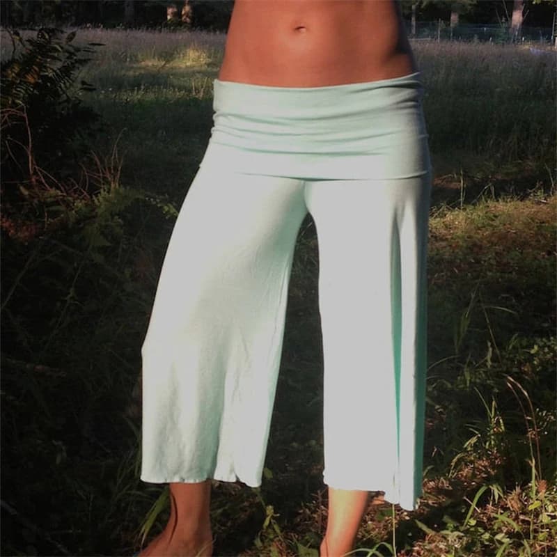 Pantalon Capri Femme à Taille Basse, Coupe Large, Évasée, Style Y2K, Fluide, Type Palazzo, Culotte d