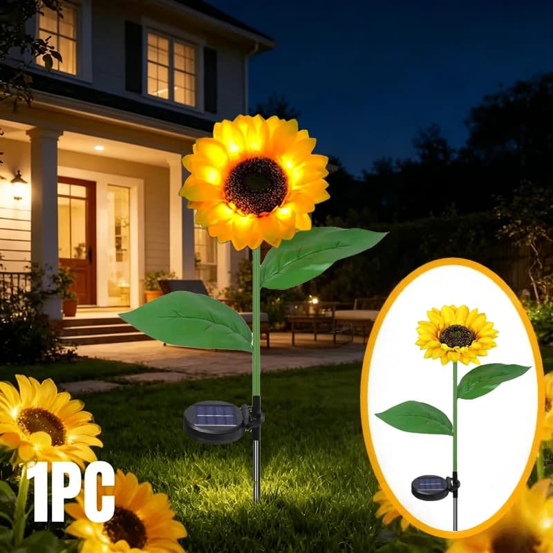 Lampes solaires en forme de tournesol pour jardin, extérieur, imperméables, lampes solaires pour pat