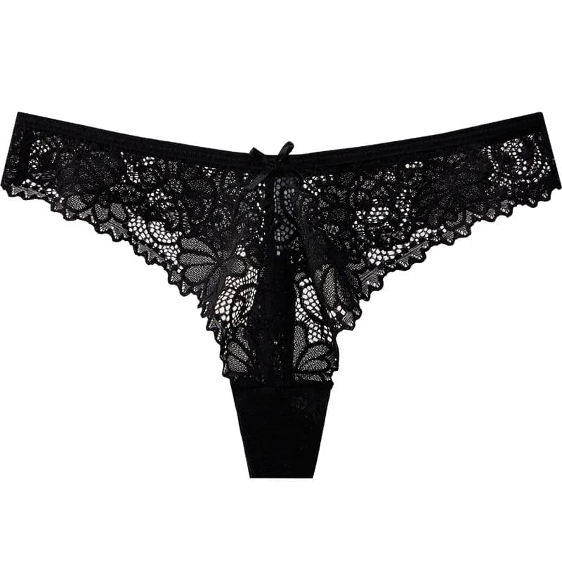 Culotte tanga taille basse en dentelle pour femme, sous-vêtement transparent amissié