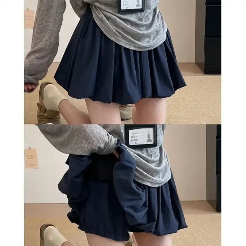 Mini-jupe bouffante pour femme, taille haute, design à volants volumineux