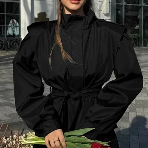 Trench-Coat de Style français pour femmes, boutonnage ceinturé, taille surdimensionnée, revers, clas