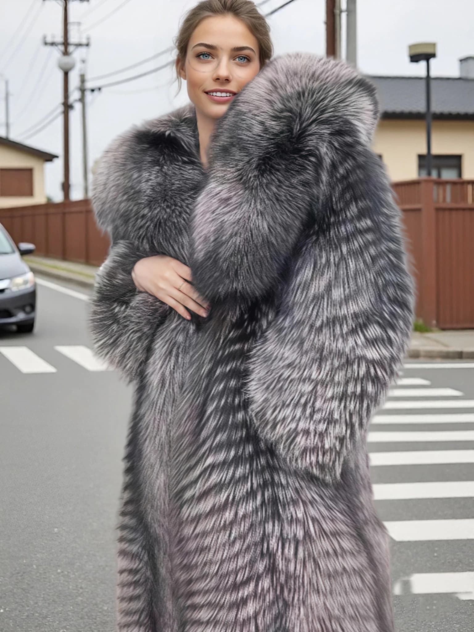 Femmes manteau d'hiver réel manteau de fourrure de renard x-long vêtements de luxe à capuche naturel