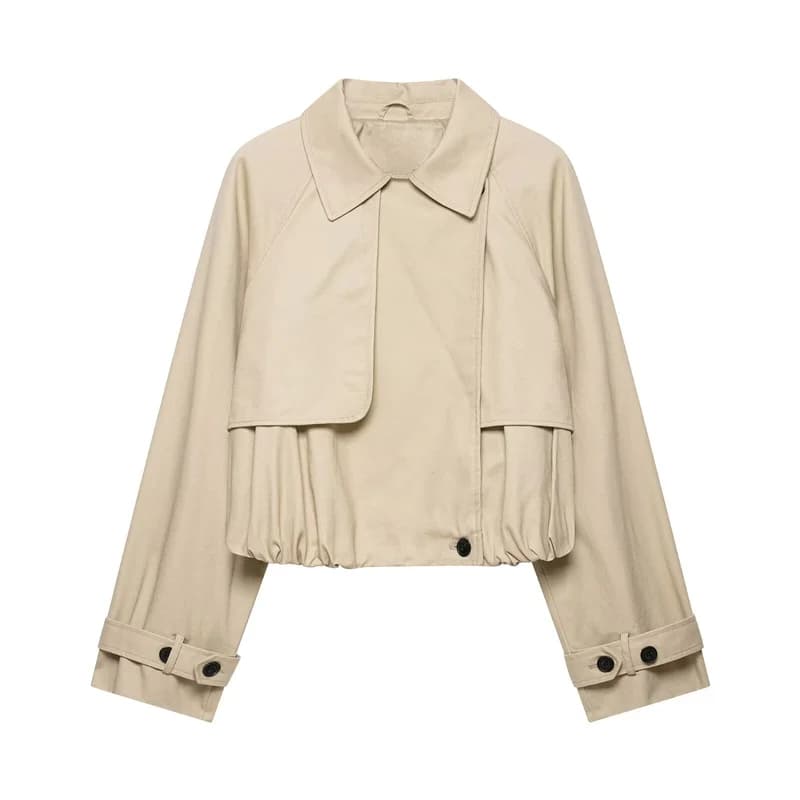 Nouvelle veste d'été 2026 pour femme, kaki, à manches longues, coupe ample, style trench court, park