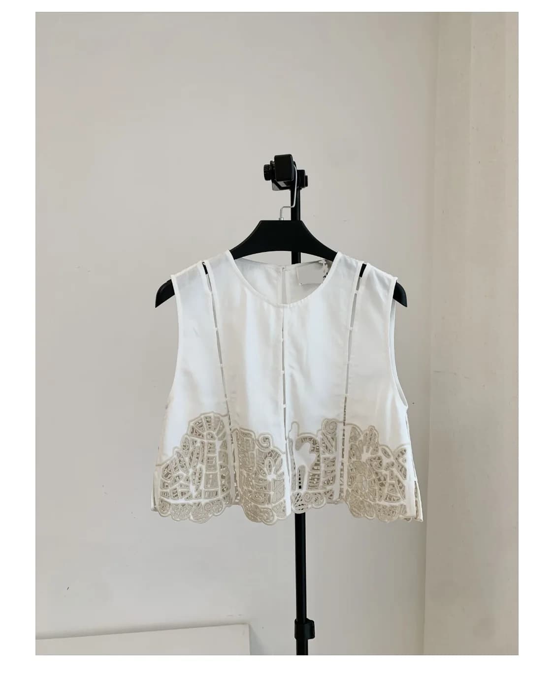 Débardeur en dentelle brodée ajourée pour femme, jupe longue fendue taille haute