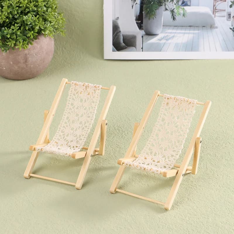 2 modèles de mini-chaises, ornements de chaise longue pliables, accessoires de meubles miniatures, c