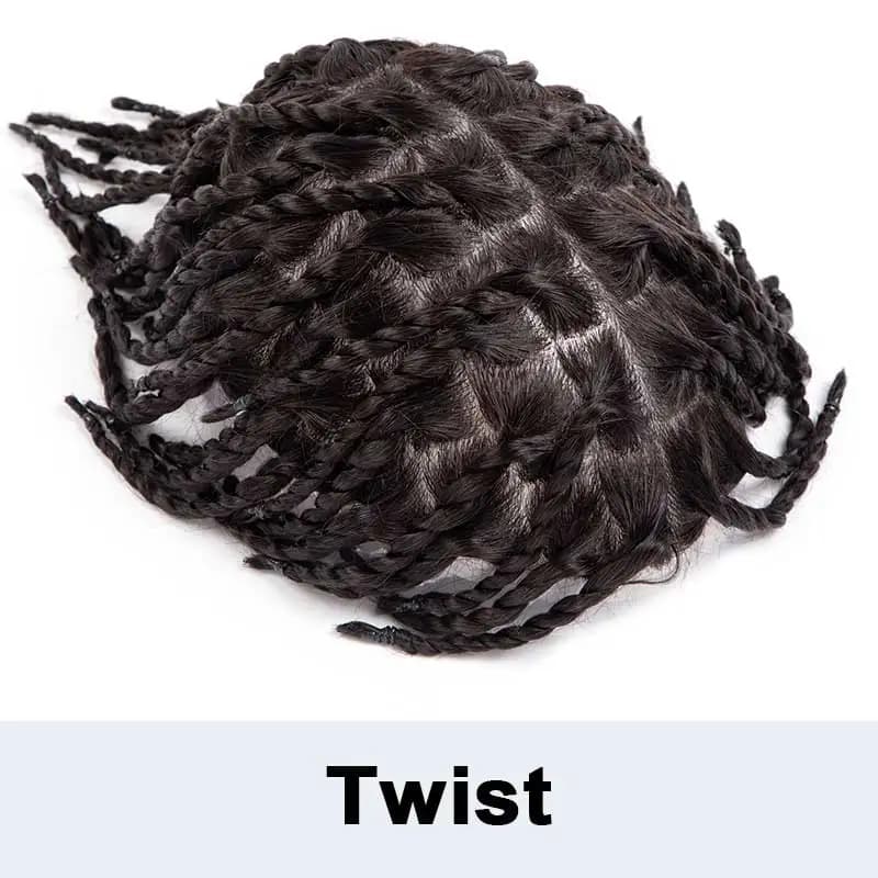 Perruques tressées pour hommes, prothèses capillaires masculines à nœuds, tresses au crochet, toupet