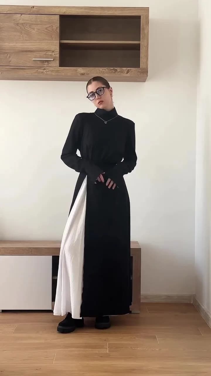 Ensemble élégant assorti : Robe longue fendue à manches longues, Combinaison-pantalon printemps-été