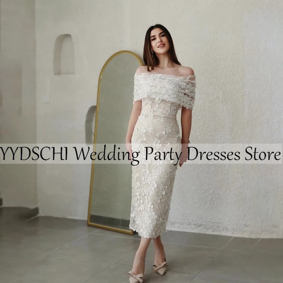 Robes de soirée blanches personnalisées brodées coupe trapèze, avec appliques, simples, pour bal de