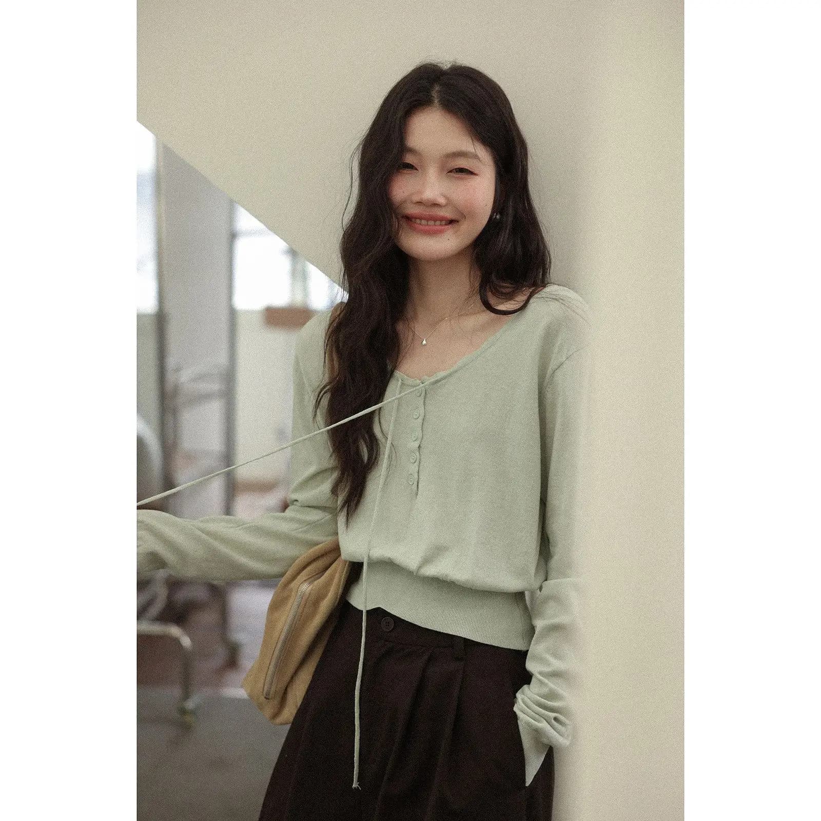 Pull tricoté à manches longues pour femme, collection Printemps 2026, haut cintré