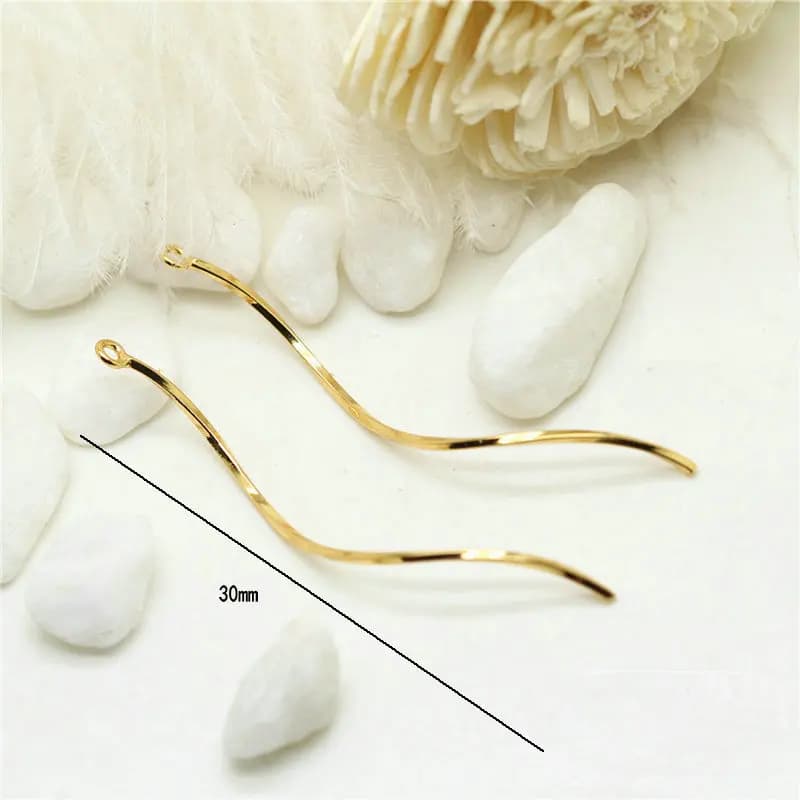Boucles d'oreilles longues et incurvées plaquées or véritable 14 carats, composants de boucle d'orei