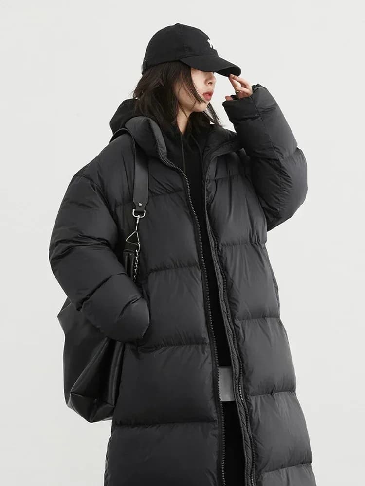 CHIC VEN-Doudoune Longue en Duvet de Canard Blanc pour Femme, Pardessus Chaud, Optique Décontractée,