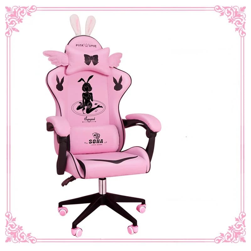 Chaise de jeu rose de haute qualité pour filles, chaise de Gamer en direct pour la maison, chaise pi