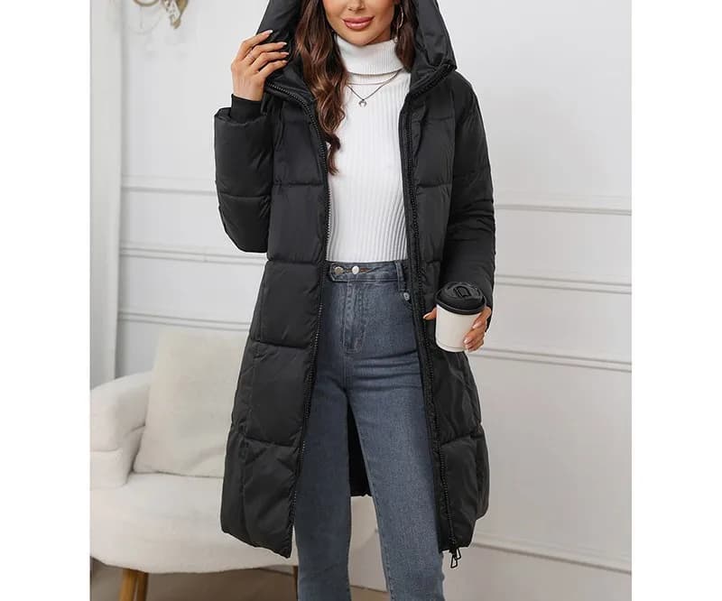 Parkas longs pour femmes 2026 – Nouveaux manteaux amples à capuche de couleur unie, vestes en coton
