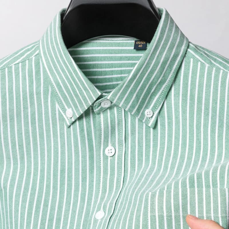 Chemises Oxford rayées pour hommes à manches longues 100% coton chemise habillée pour hommes chemise