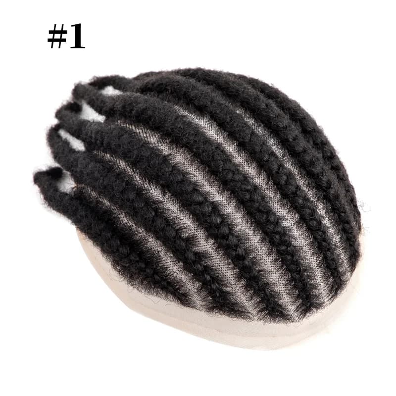 Prothèse capillaire pour hommes avec 8 tresses cornrow, en dentelle intégrale respirante, 6 pouces,