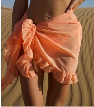 Jupe de plage à volants et lacets pour femmes, cover-up pour bikini, Industries ong, couleur unie, é