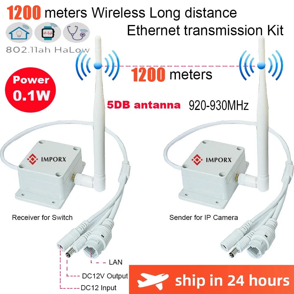 1 à 1 longue Distance 1.2KM sans fil WIFI Transmission émetteur AP récepteur Plug and Play fil 5MP 8