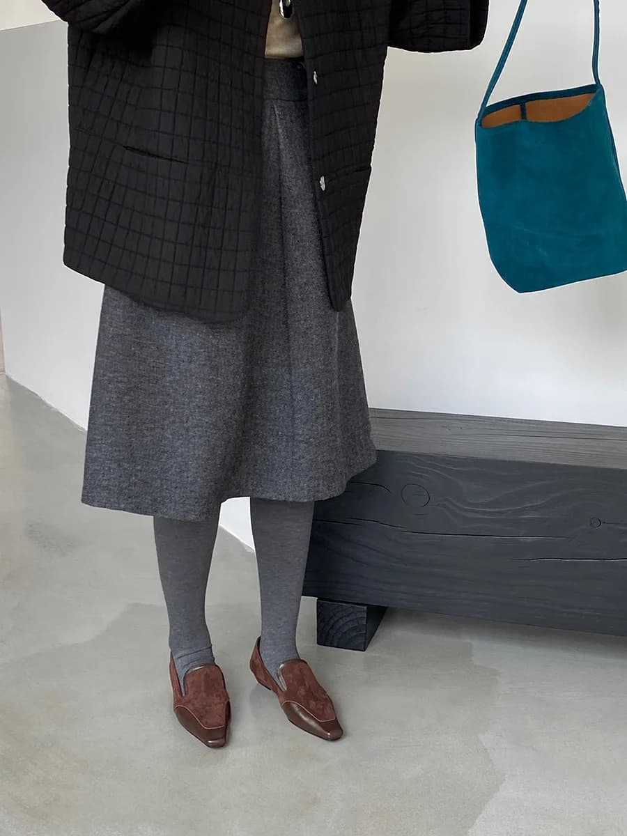 Jupe longue en laine Tweed, Texture tridimensionnelle minimaliste, taille haute, pour l'automne et l