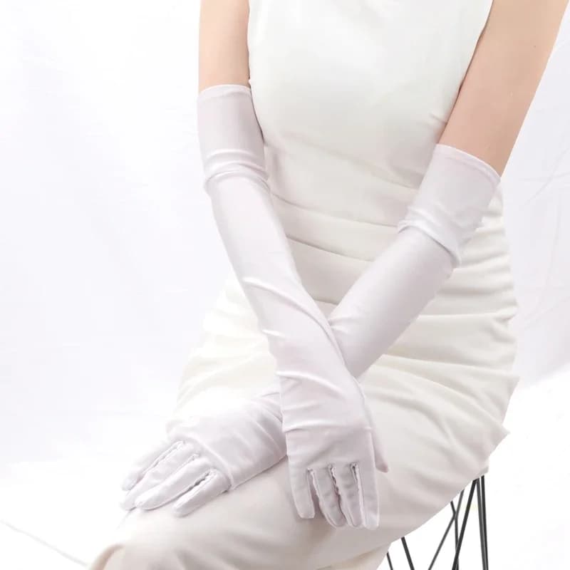 Gants évasés classiques en satin pour femmes, mitaines longues pour adultes, costume assressenti, no
