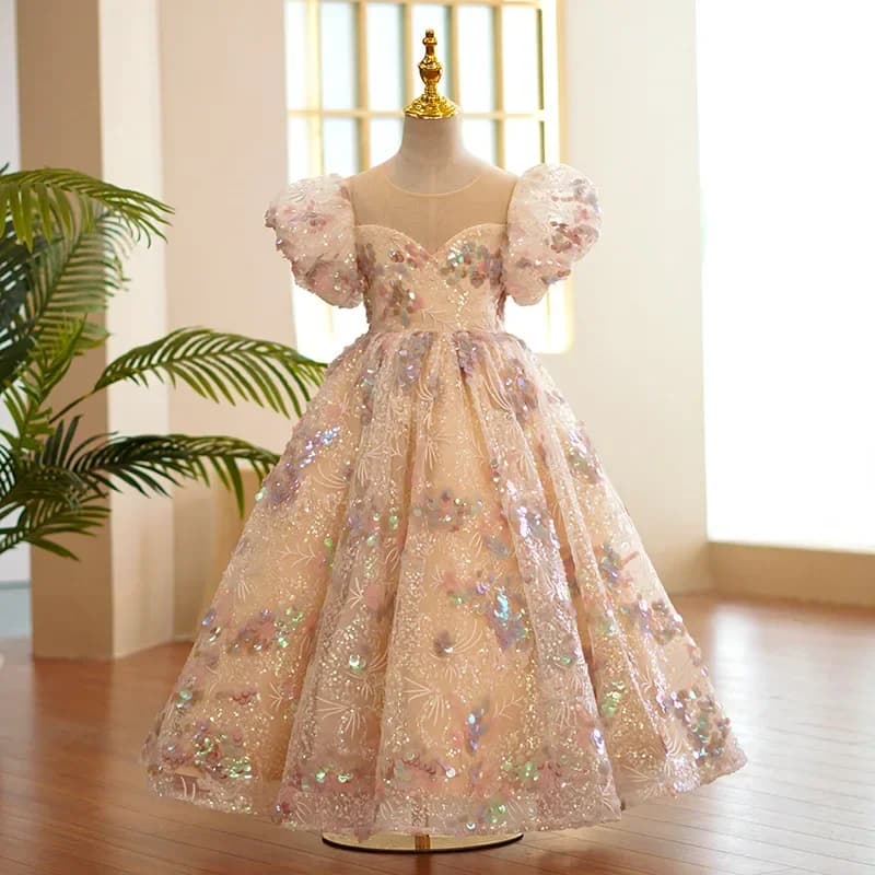 Robe de soirée pour filles de 1 à 12 ans, tenue de mariage en dentelle, Vintage, bal formel, fête d'