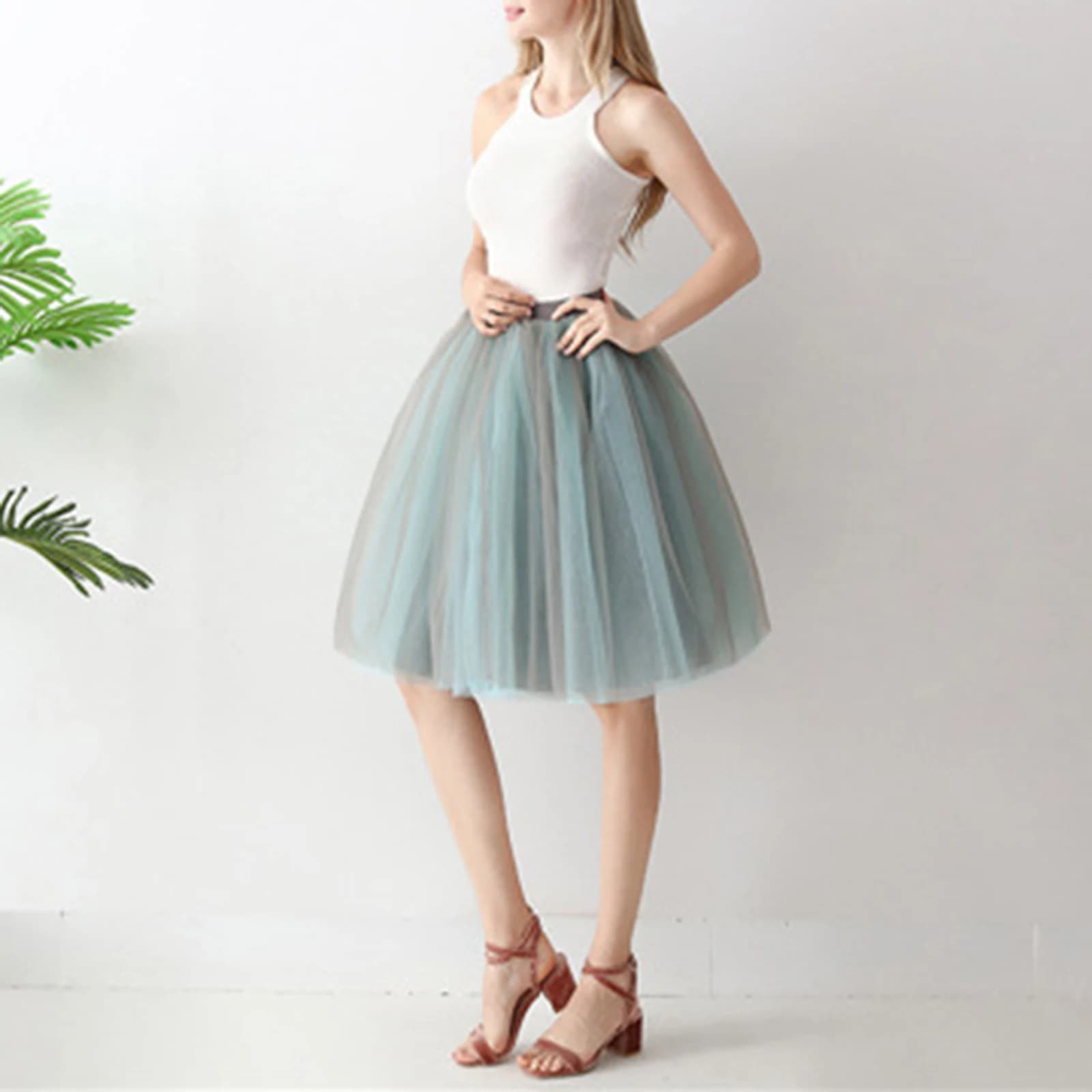 Jupe de Ballet bouffante pour femmes, jupe Tutu plissée en Patchwork bicolore, jupe en maille à 7 co