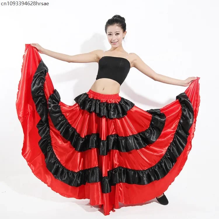 Costumes de carnaval pour femmes, jupe Flamenco espagnole, robes en Satin de Polyester, grande balan