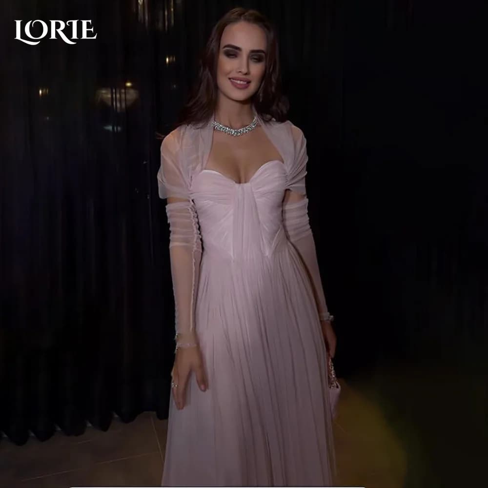 LORIE – robe de mariée sirène rose, manches longues, en Tulle, avec appliques, col carré, plis en cœ