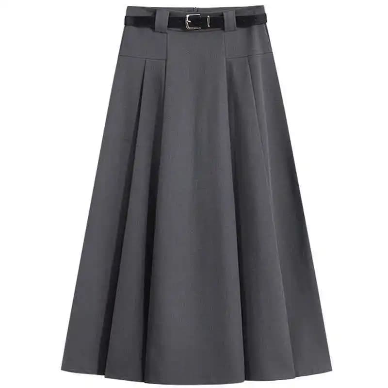 Jupe plissée grise taille haute amincissante et fluide pour femme, nouvelle collection Printemps/Été