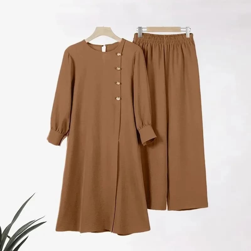 Chemisier et pantalon musulmans à manches longues pour femmes, ensembles de robes à la mode islamiqu