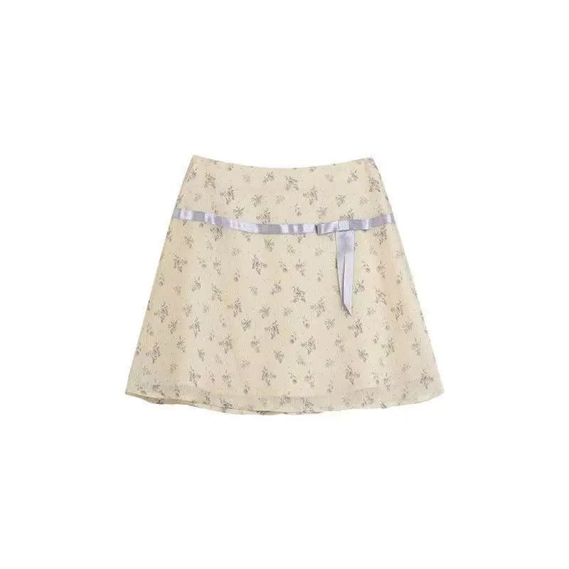 Nouvelle jupe courte A-line 2026, motif floral estival idyllique, taille haute, exquise