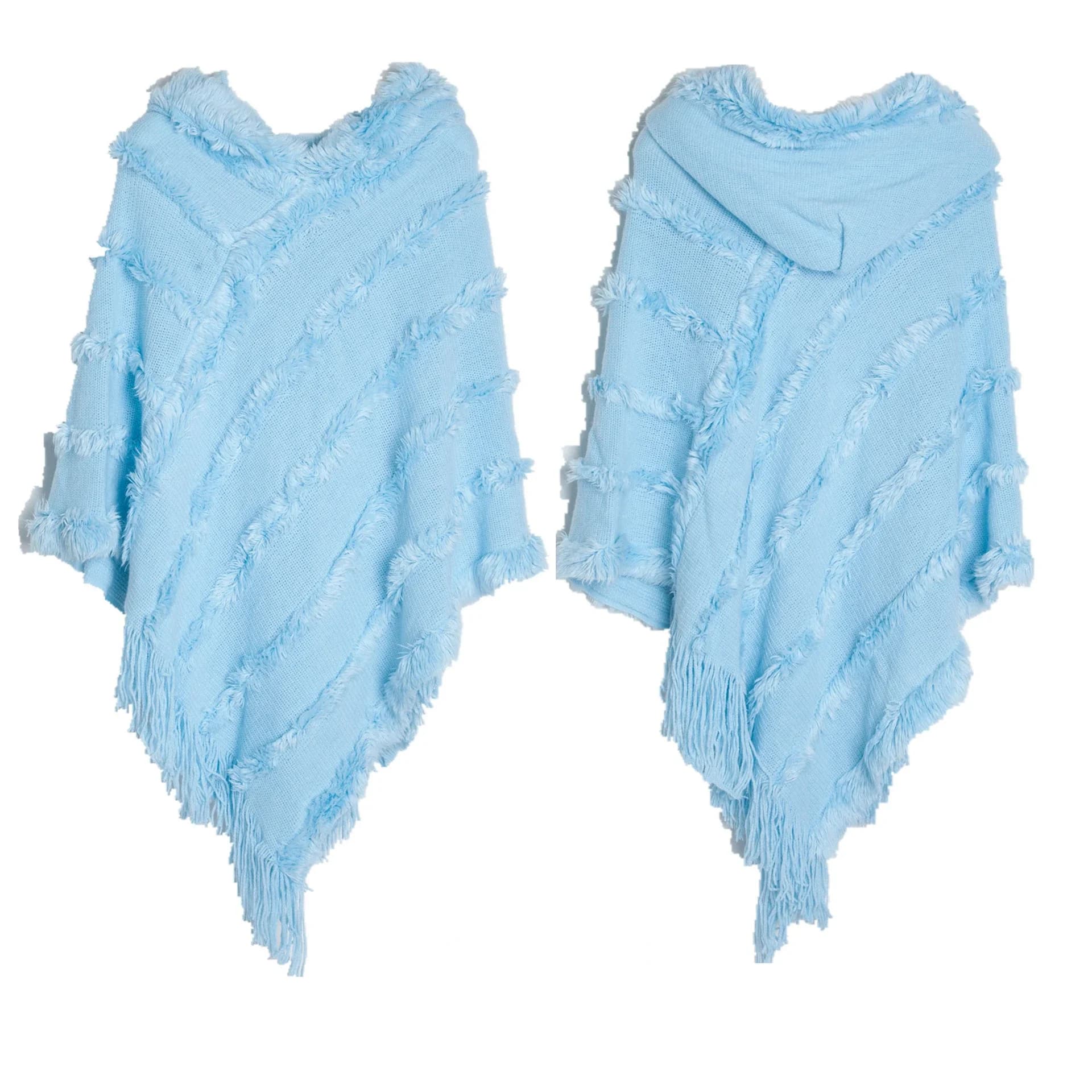 Cape à capuche pour femme, pull à capuche, châle, document solide, nouveau, hiver, 2025