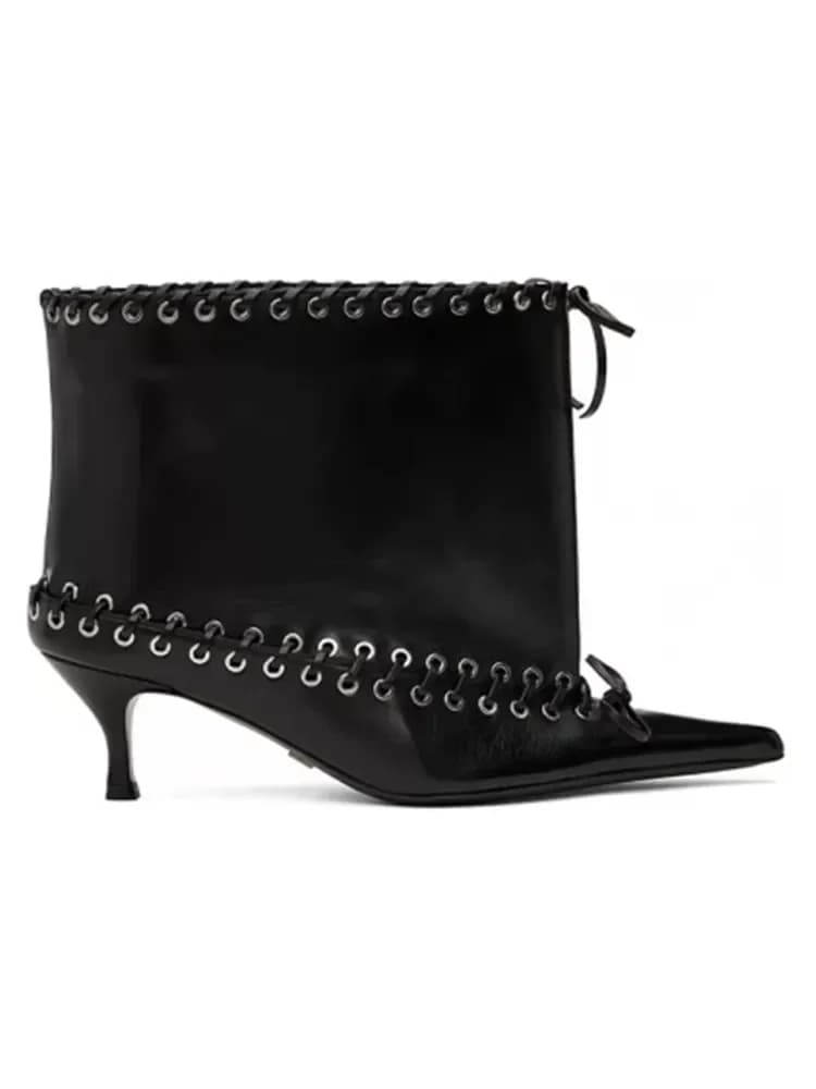 Nouvelles bottes courtes à jambes larges et à talons hauts pour femmes, bottes hautes pointues pour