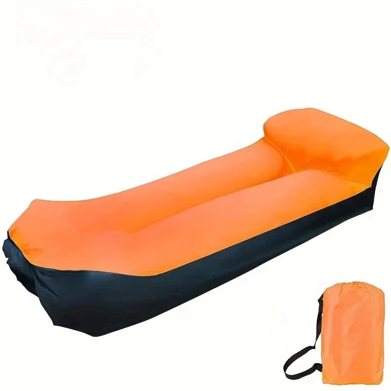 Chaise longue gonflable portable avec oreiller – Canapé imperméable pour le camping, la plage et les