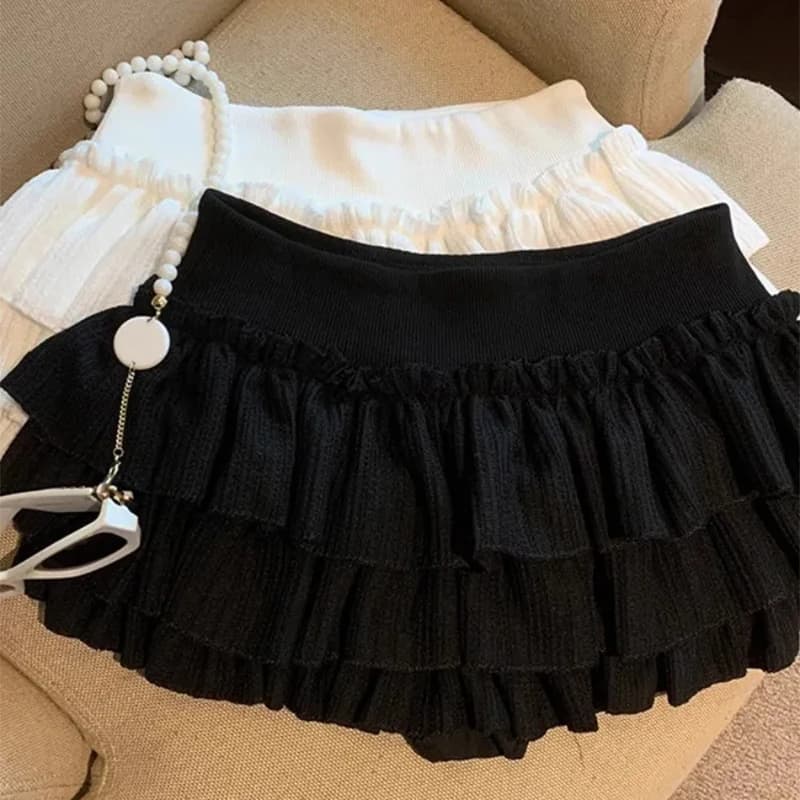 Doux gonflé gâteau femmes jupes mode coréenne froncé à volants Mini jupe Campus Harajuku décontracté
