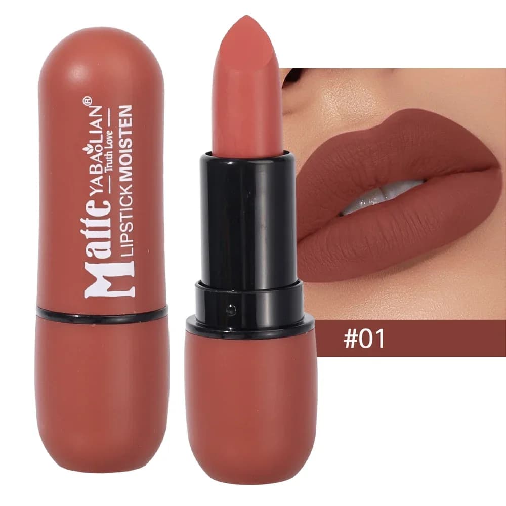 Rouge à Lèvres Nude Waterproof, 6 Couleurs, Velours Durable, 256 Coupe Antiarina, Solide, Hydratant,