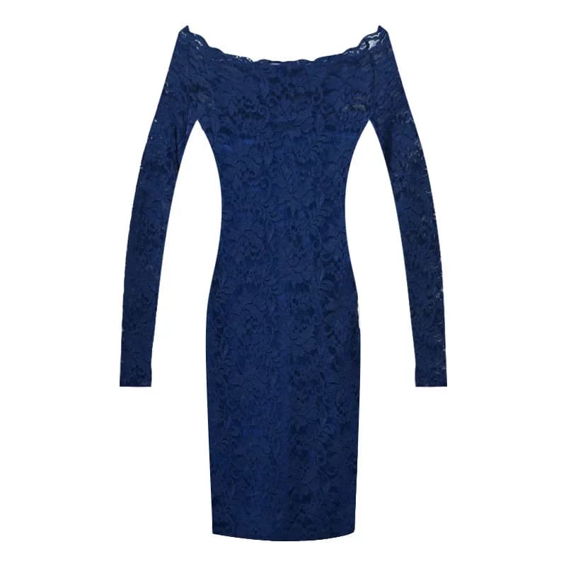 Robe moulante à manches longues, sexy, en dentelle, épaule dénudée, style haut de gamme, légèrement